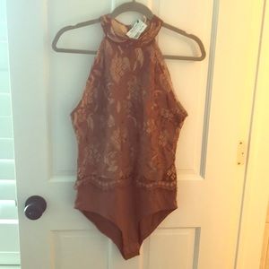Tan/rose lace bodysuit